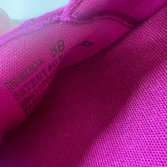 CHAPS Dakota Wedge Sandals 8 Pink Espadrille Peep Toe Eyelet Embroidered Chic - Picture 7 of 10